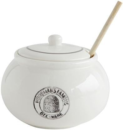 Creative Co-Op Honey Pot With Wood Dipper and Lid, White Stoneware | Amazon (US)