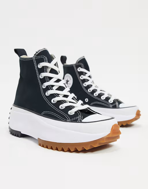 Converse Run Star Hike Hi sneakers in black | ASOS (Global)