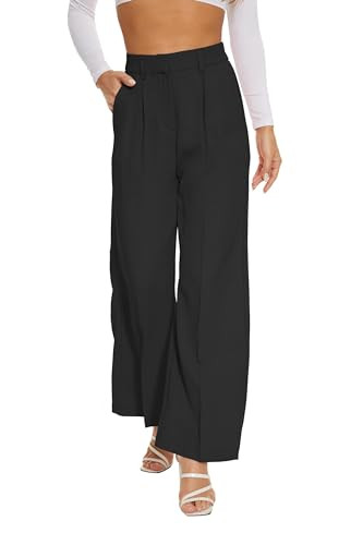 FUNYYZO Women Suit Pants Wide Leg Pants High Elastic Waisted in The Back Business Work Trousers L... | Amazon (US)
