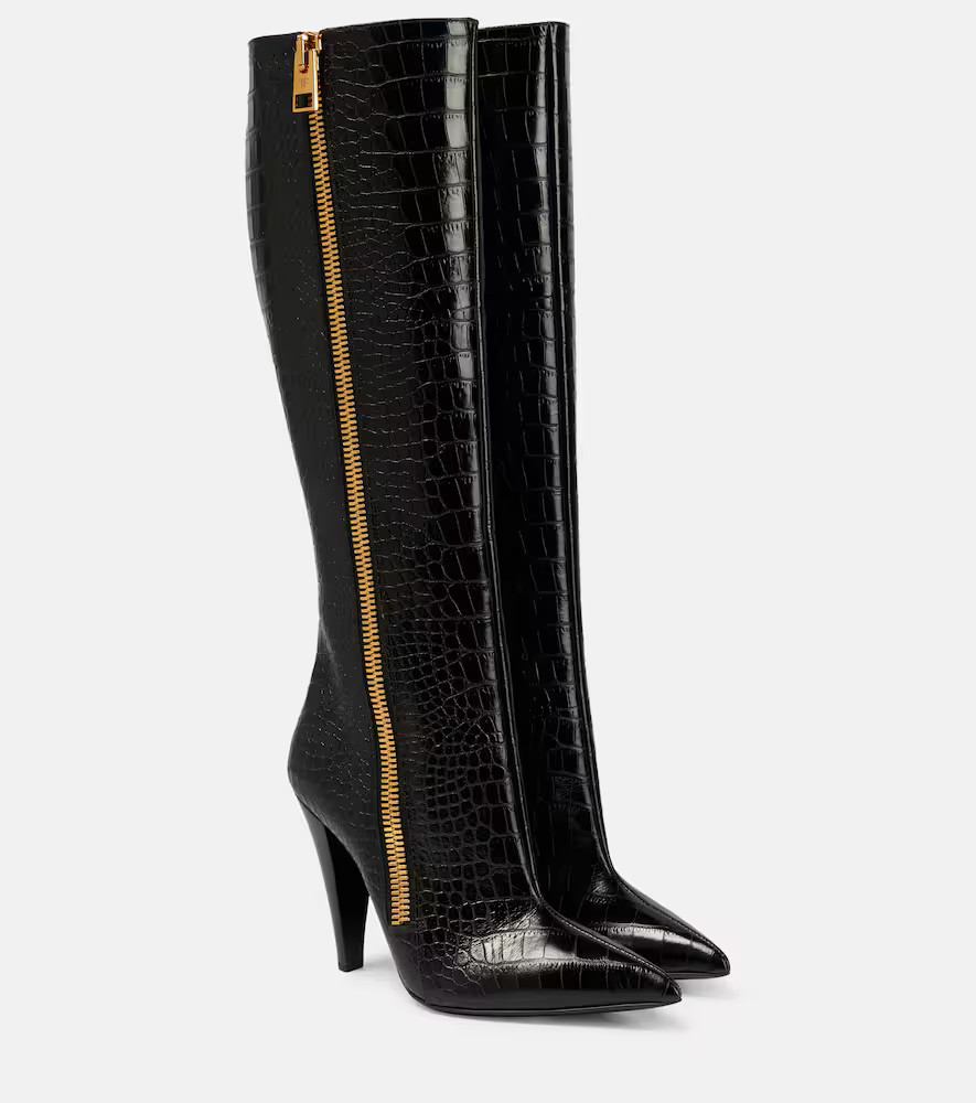Tom Ford Croc-effect leather knee-high boots | Mytheresa (US/CA)