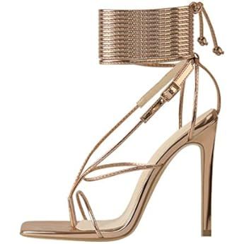 Elisabet Tang Women Sexy Strappy Heeled Sandals,4 inch/10cm Lace Up Square Open Toe Heels Stiletto T | Amazon (US)