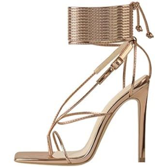 Elisabet Tang Women Sexy Strappy Heeled Sandals,4 inch/10cm Lace Up Square Open Toe Heels Stiletto T | Amazon (US)