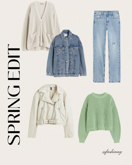 Spring edit 



H&M, high rise jeans, denim jacket, faux leather biker jacket, cardigan 

#LTKSeasonal #LTKstyletip #LTKunder100