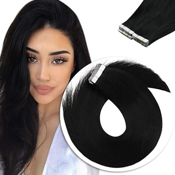 Sunny Tape in Extensions Human Hair Black 26inch Solid Color Jet Black Hair Extensions Human Hair... | Amazon (US)