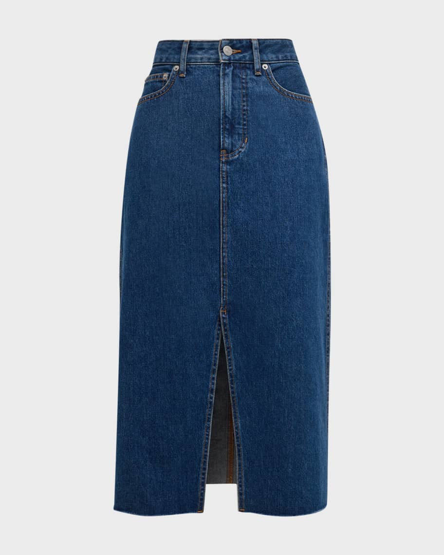 Victoria Denim Midi Skirt | Neiman Marcus