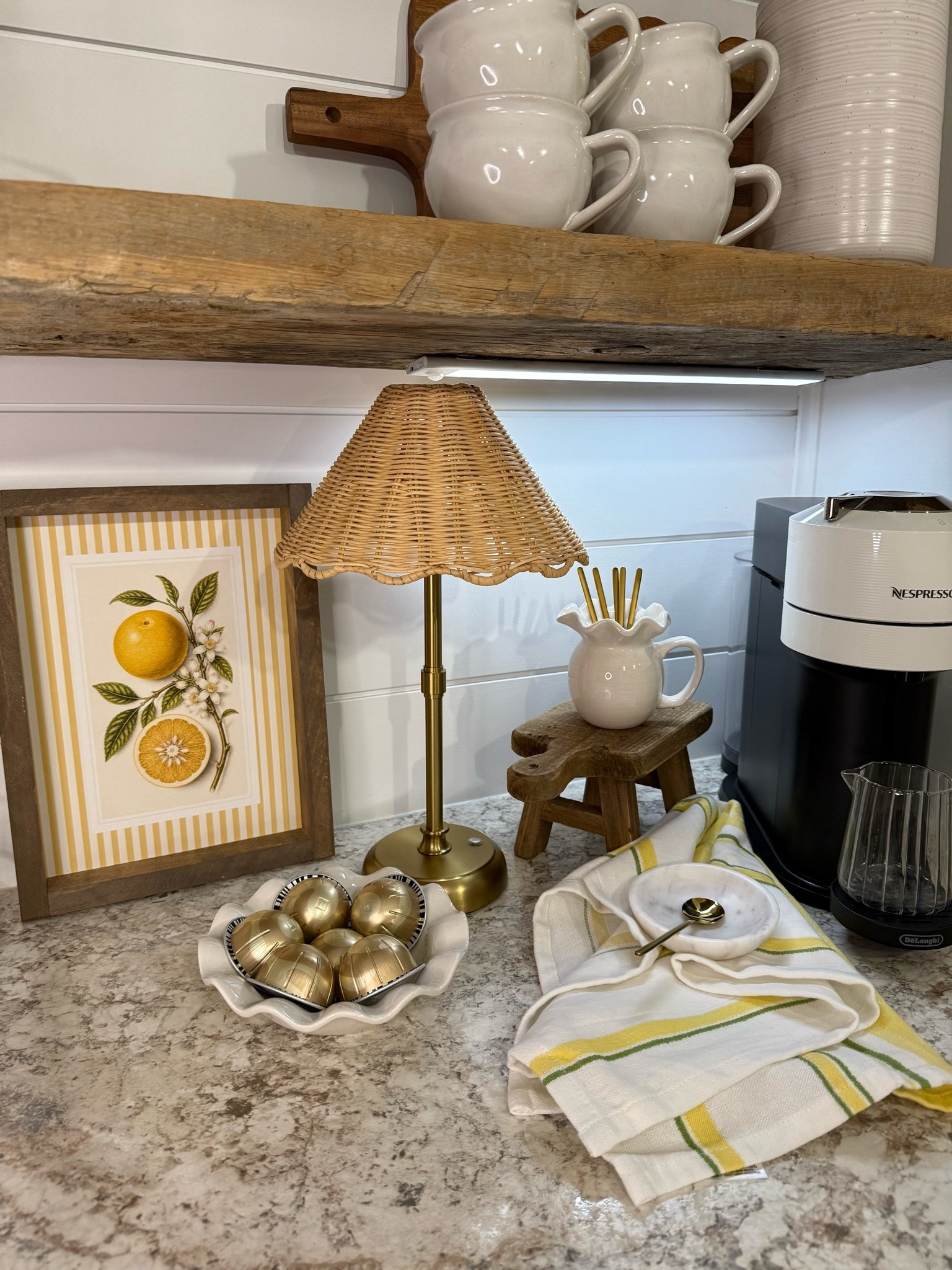 #ad 🍋Lemon Coffee Bar

Gave my coffee bar a fun little refresh with the cutest lemon-inspired touches and cozy layered textures. From the woven accents to the cordless lamp and lemon decor, these @Wayfair finds made this space feel so warm, fresh, and inviting for the season. The perfect little setup for slow mornings and afternoon coffee breaks. ☕️🍋✨

#wayfair #wayfairpartner #liketkit  #coffeebar 

coffee bar decor | lemon decor | kitchen styling | coffee station | woven decor | summer kitchen decor | countertop styling | neutral home decor | cozy kitchen | citrus decor | open shelving | cottage inspired | kitchen inspiration | home decor finds | woven textures | countertop decor | decorative accents | summer home refresh | kitchen shelves | cozy corner | lamp decor | home styling | neutral kitchen | coffee nook | seasonal decor | lemon coffee bar

#LTKSeasonal #LTKHome #LTKSaleAlert