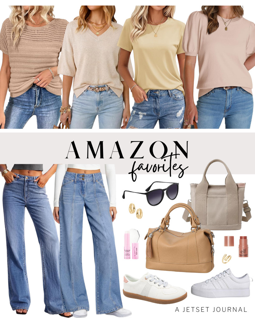 I’m rounding up a new list of Amazon Favorites this week! In this collection, you’ll find these crowd-favorite tops from SHEWIN and Arach&Cloz, together with PRETTYGARDEN and Sidefeel’s wide-leg jeans. We are also loving these BENEKER retro canvas tennis shoes and adidas Bravada platform sneakers! Beauty finds like e.l.f. Monochromatic Multi Stick and grace & stella Under Eye Brightener Balm Stick are popular, too! 

 #LTKSeasonal #LTKSaleAlert #LTKTravel