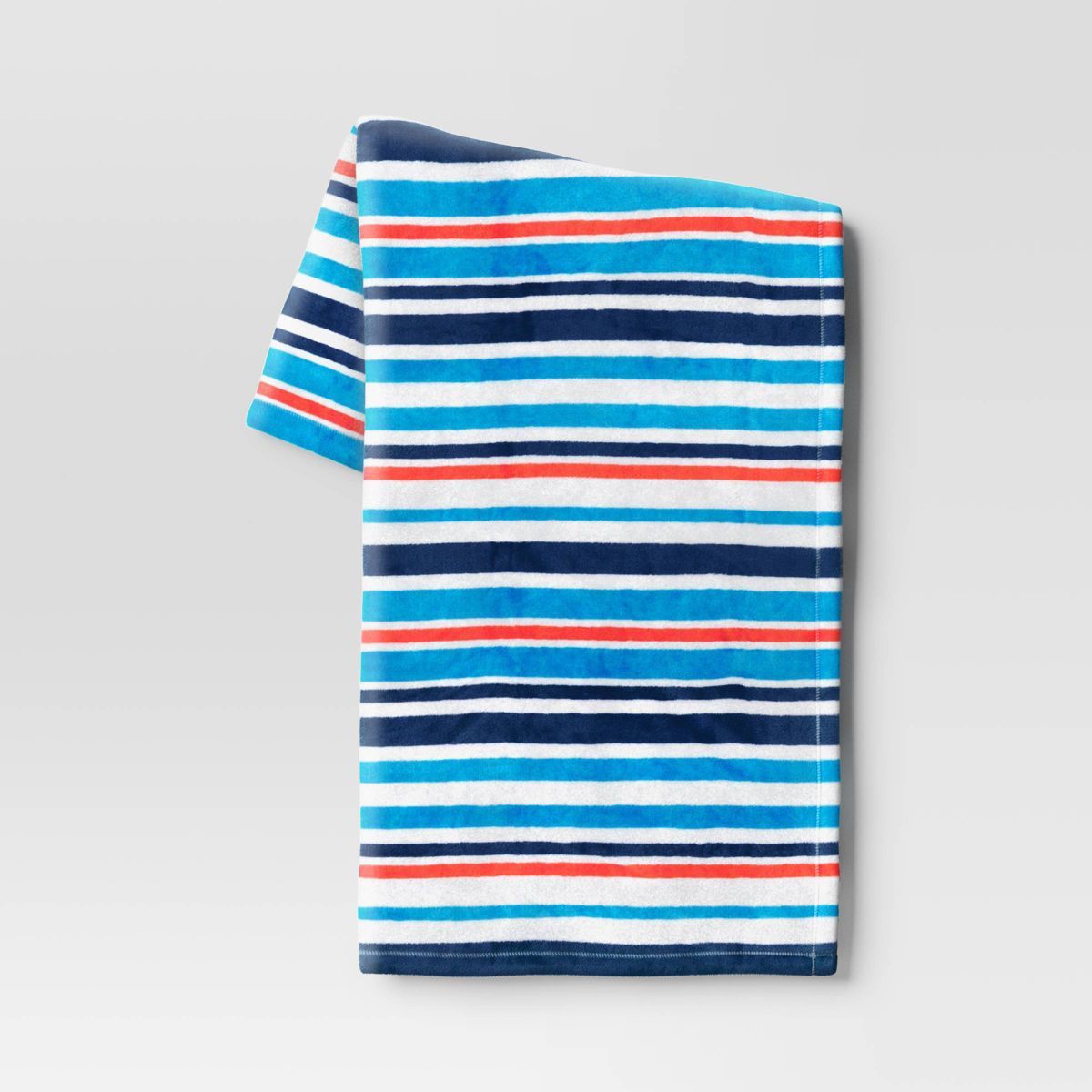 Beachy Striped Printed Plush Throw Blanket White - Sun Squad™ | Target