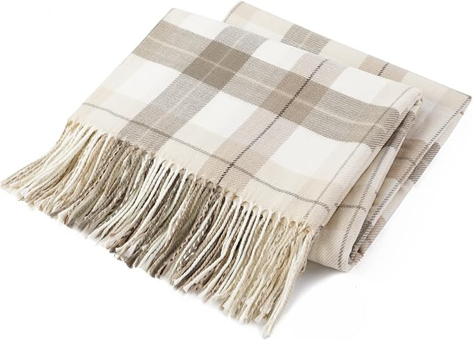 BATTILO HOME Fall Plaid Throw Blanket for Couch, Farmhouse Checkered Decor Throw, Lightweight Bei... | Amazon (US)