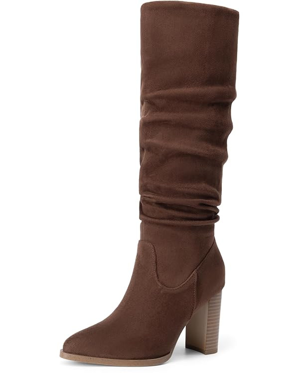 DREAM PAIRS Women's Knee High Boots Pointed Toe Chunky Block Heel Suede Boots Comfortable for Wom... | Amazon (US)