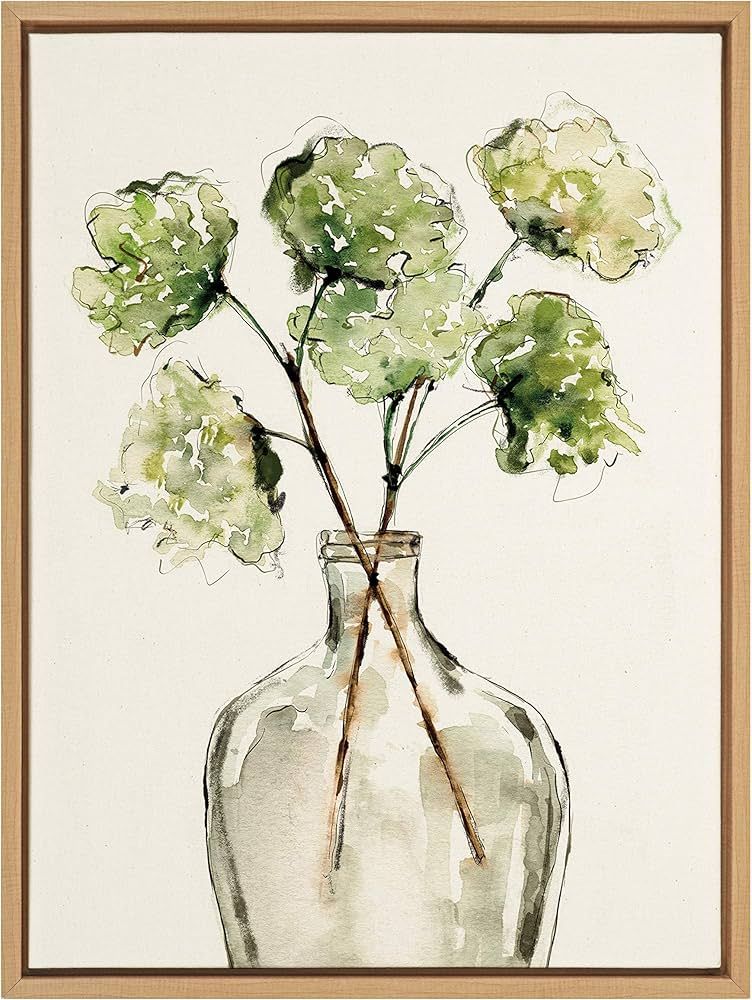 Kate and Laurel Sylvie Greenery Vase Framed Linen Textured Canvas Wall Art by Sara Berrenson, 18x... | Amazon (US)