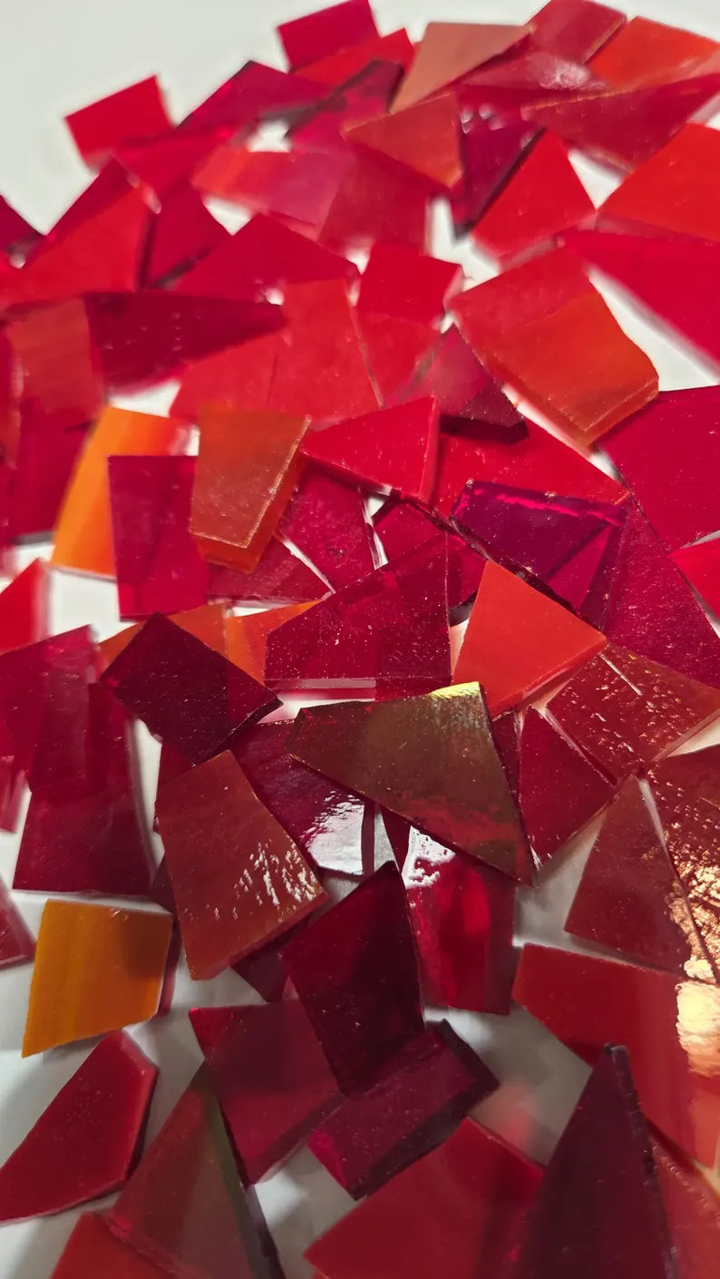 100 PIECES of Red ASSORTED Shapes and Sizes of Assorted Cathedral, Streaky,solid Stained Glass Mi... | Etsy (Global)