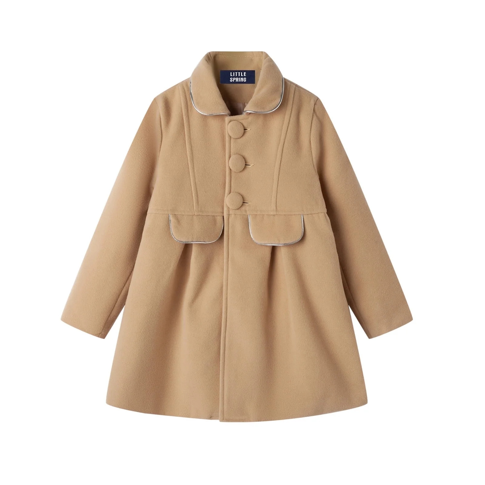 LittleSpring Size 10-12 Winter Coat for Big Girls Peacoat Dress Coat Faux Wool Lapel Buttons Oute... | Walmart (US)