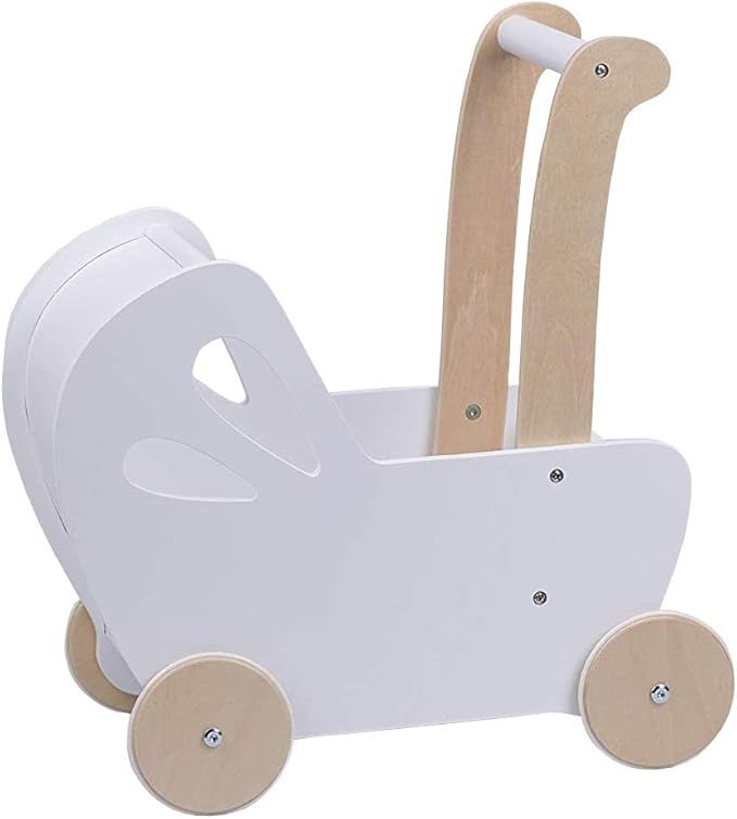 Amazon.com: LINE Baby Doll Wooden Pram In White, Toddler Walking Toy : Toys & Games | Amazon (US)