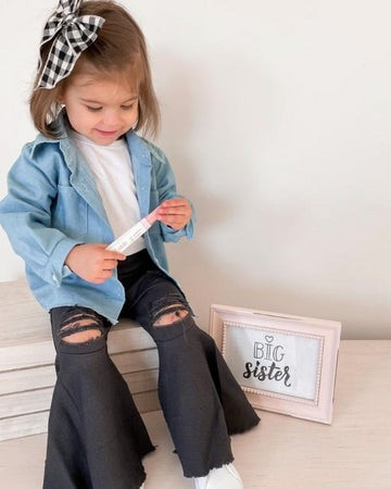 Barbie Pleated Denim Bell Bottoms - Distressed Black | Bailey's Blossoms