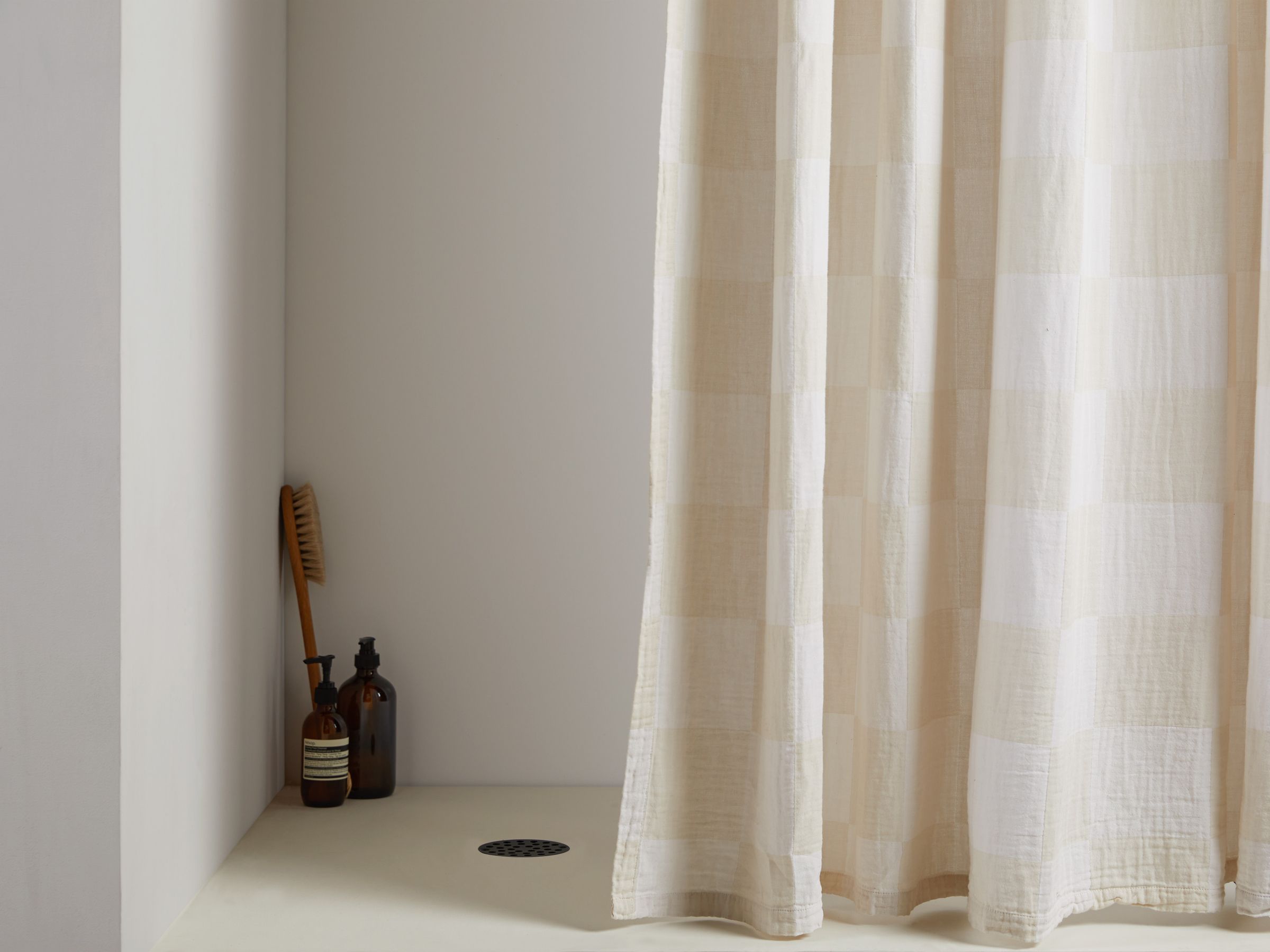Checkered Gauze Shower Curtain | Parachute