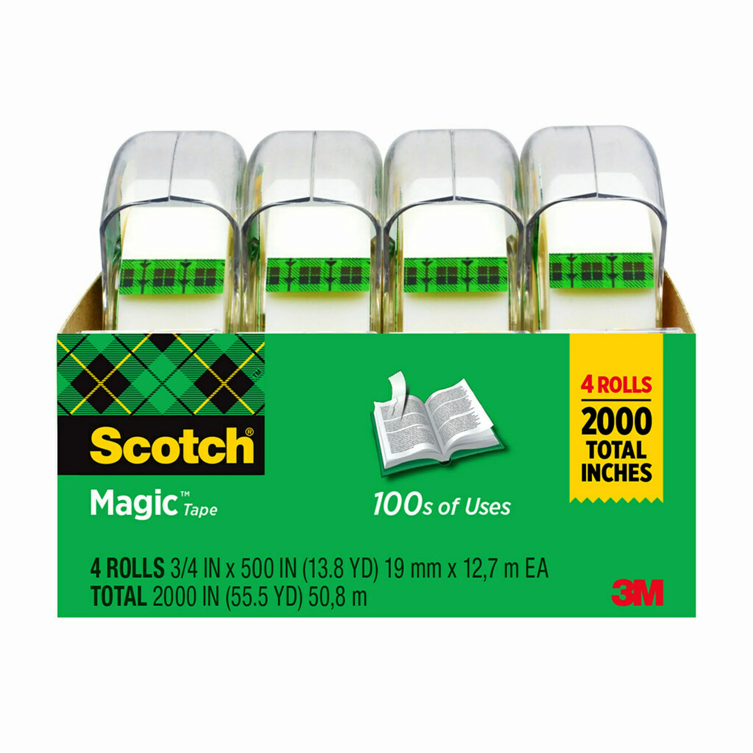 Scotch Magic Tape 4 Pack, 3/4 in. x 500 in., 4 Rolls - Walmart.com | Walmart (US)