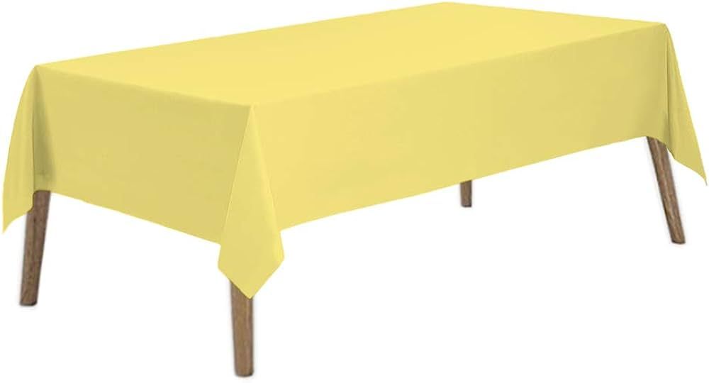 Light Yellow Plastic Tablecloths 2 Pack Disposable Table Covers 54 x 108 Inch Bridal Shower Party Ta | Amazon (US)