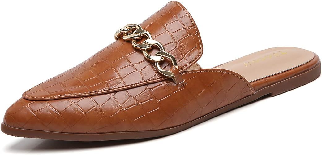 Tilocow Chain Mules for Women Round Toe Backless Flat Mules Comfortable Slides Mules Shoes Ladies... | Amazon (US)