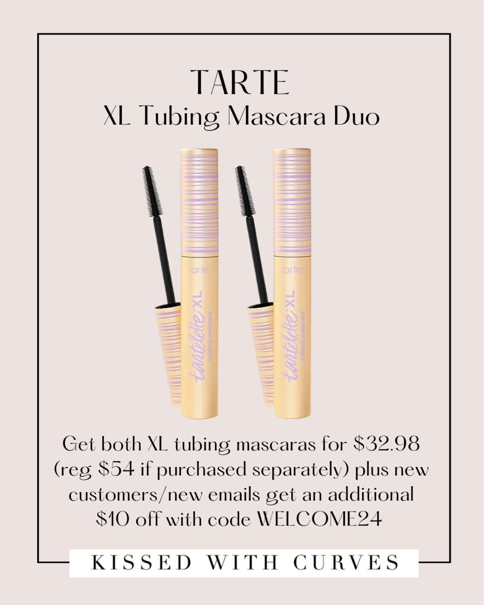 QVC Presidents’ Day Sale! Get both of the Tarte XL tubing mascaras for $32.98 (reg $54 if purchased separately) plus new customers/new emails get an additional $10 off with code WELCOME24. Such a great deal! I’ve tried several mascaras over the past couple of years and this one is by far my favorite! 

Tarte cosmetics, Tarte makeup, Tarte mascara, tubing mascara, beauty gifts

#LTKsalealert #LTKfindsunder50 #LTKbeauty