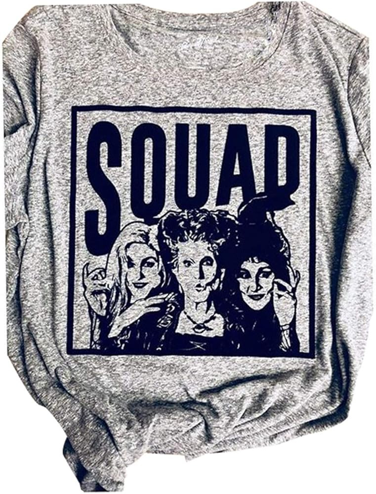 Sanderson Sisters Shirts Women Halloween Squad T Shirt Funny Hocus Pocus Graphic Tees Shirt | Amazon (US)