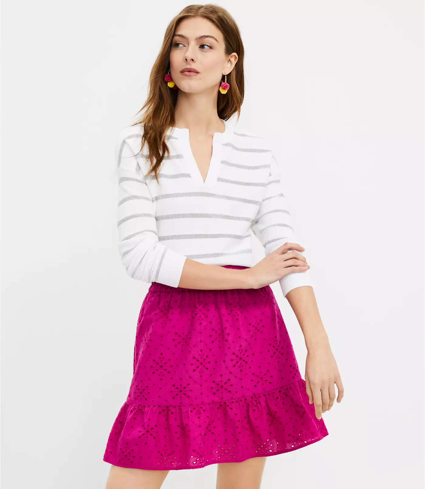 Eyelet Flounce Skirt | LOFT