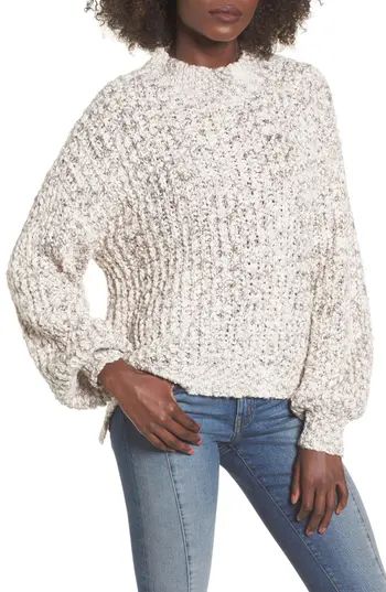 Women's Woven Heart Chunky Knit Mock Neck Sweater | Nordstrom