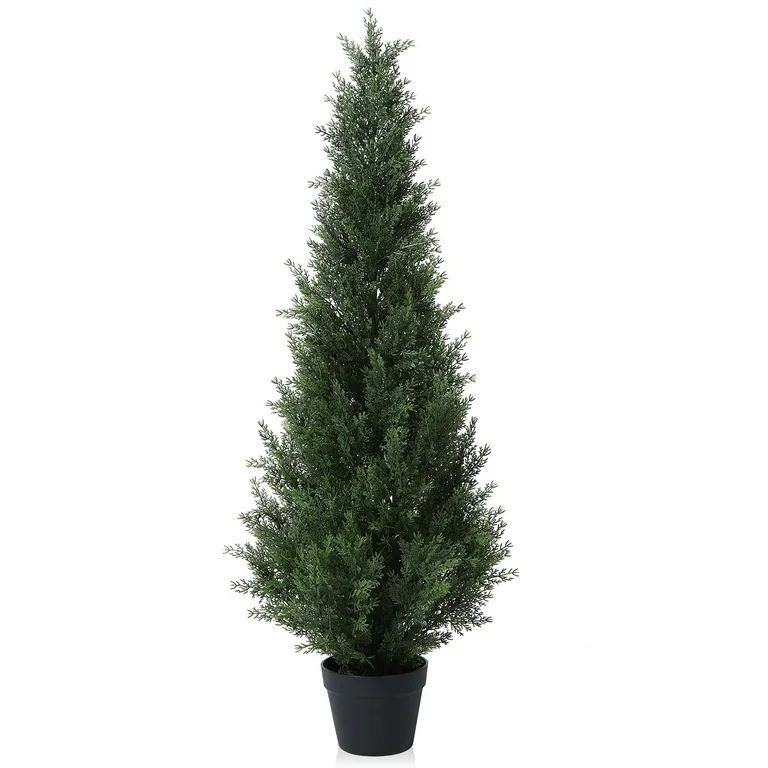 Artificial Cedar Tree 4Ft Outdoor Artificial Topiary Cedar Plants Fake Tree UV Rated Potted Tree ... | Walmart (US)