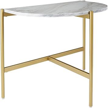Signature Design by Ashley Wynora Contemporary Half Moon Chairside End Table with Faux Marble Top... | Amazon (US)