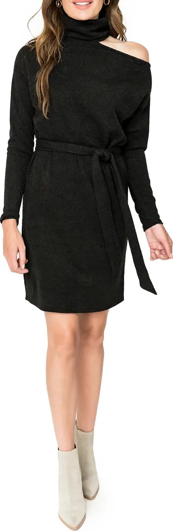 GIBSONLOOK Mock Neck Cold Shoulder Long Sleeve Sweater Dress | Nordstrom | Nordstrom