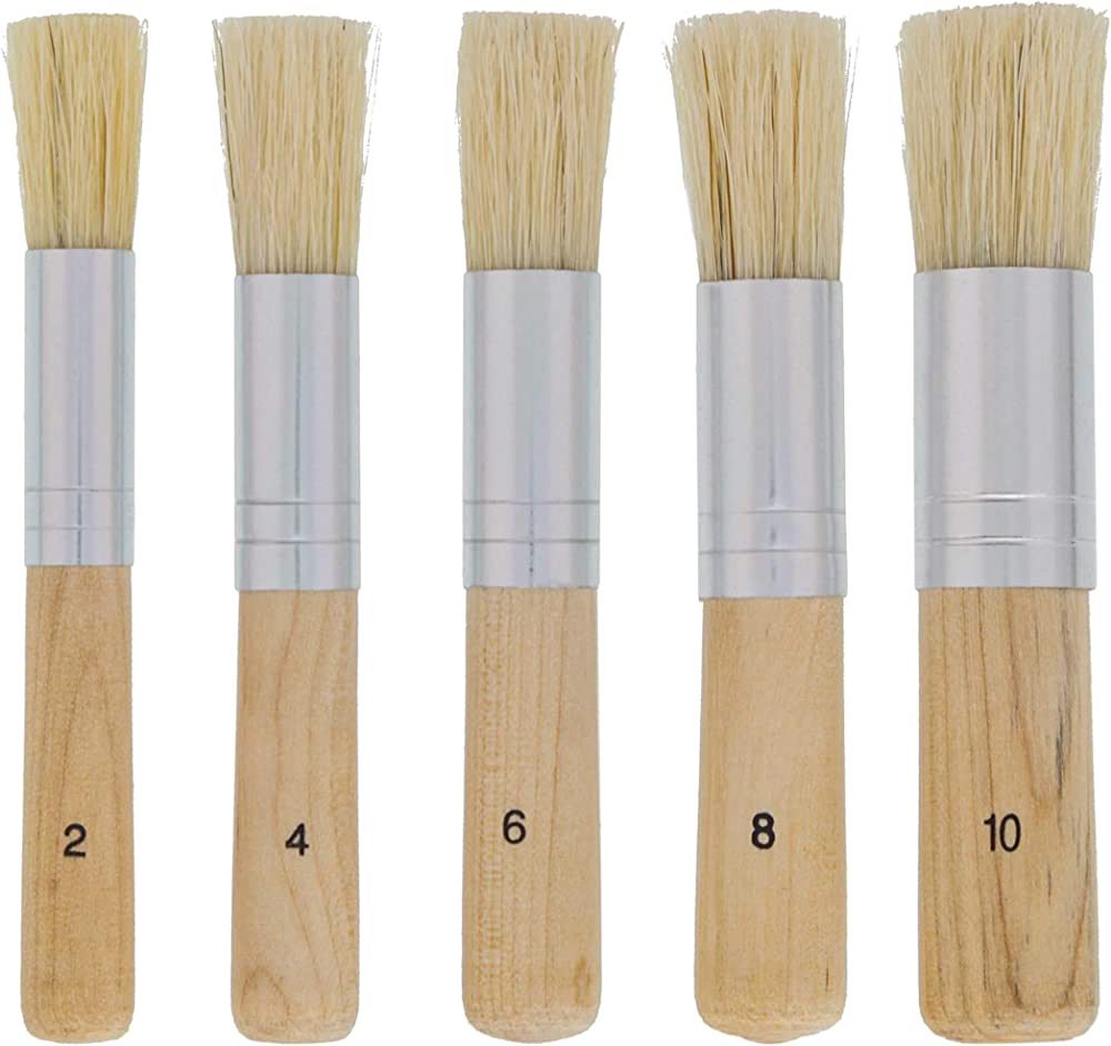 U.S. Art Supply 5 Piece Wood Handle Stencil Brush Set - Natural Bristle Wooden Template Paint Bru... | Amazon (US)