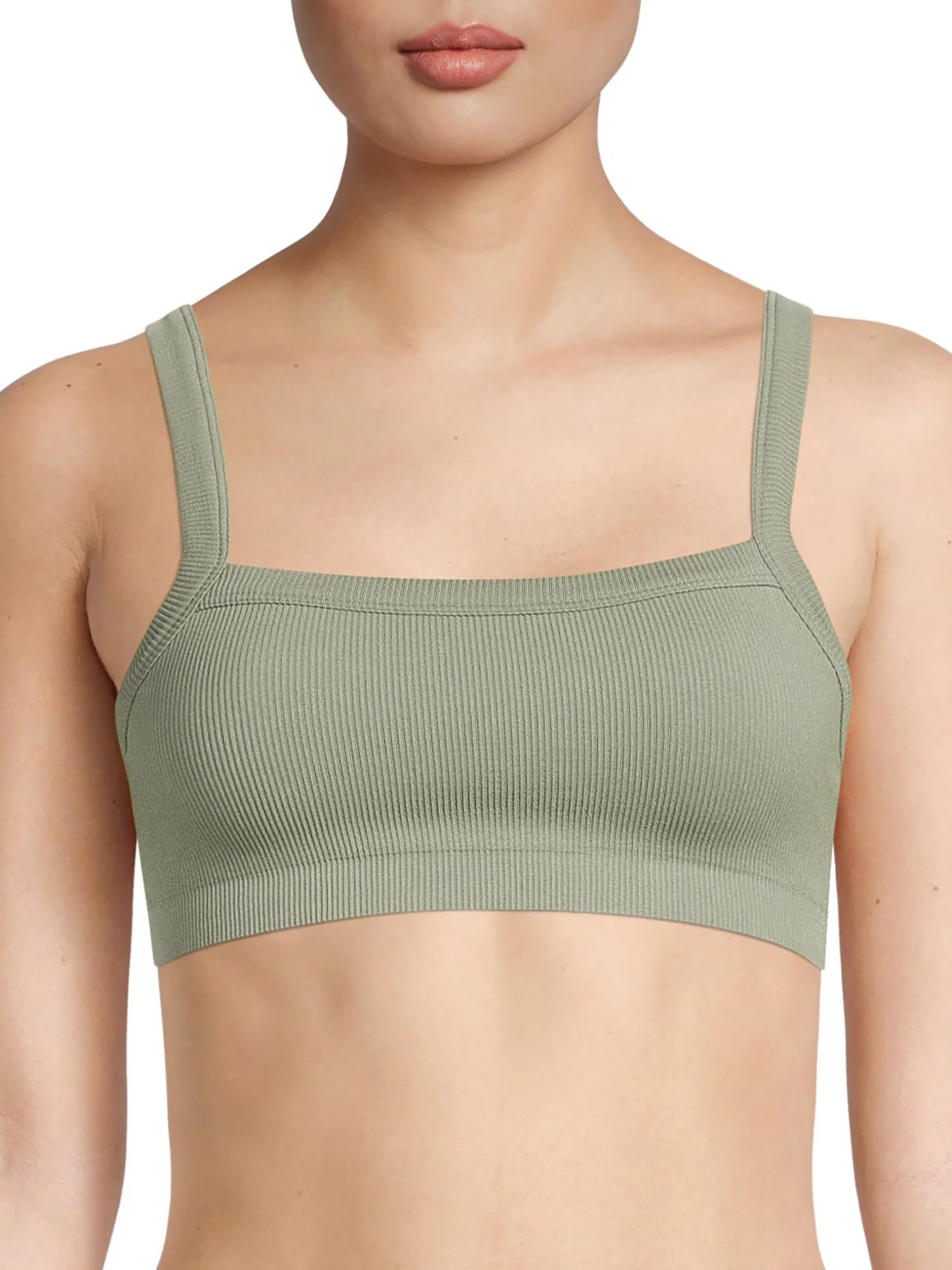 No Boundaries Juniors' Seamless Square Neck Ribbed Bralette | Walmart (US)
