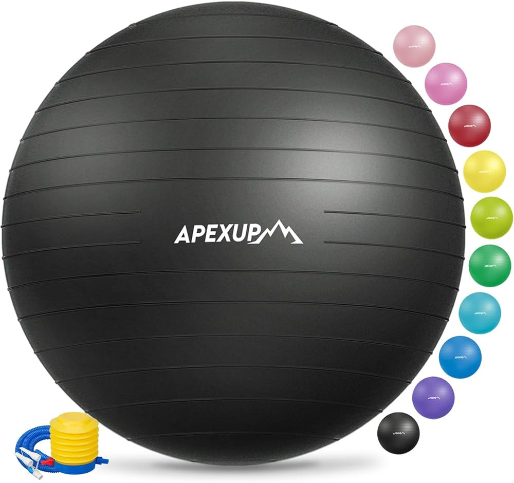 APEXUP Yoga Ball Exercise Ball Anti Slip Heavy Duty for Fitness, Balance & Core Workout | Amazon (US)