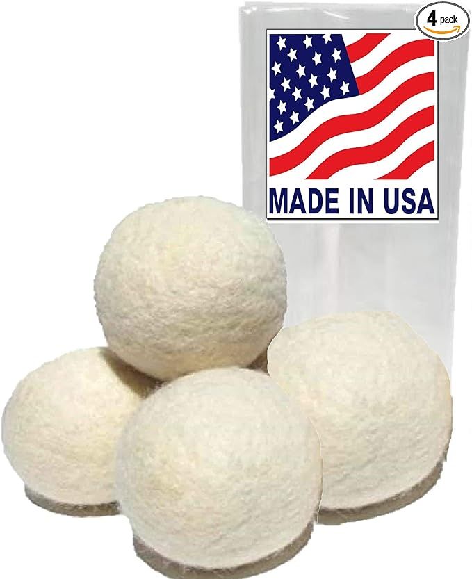 Handmade Wool Dryer Balls - Set of Four -Made in America Natural and Unscented | Amazon (US)