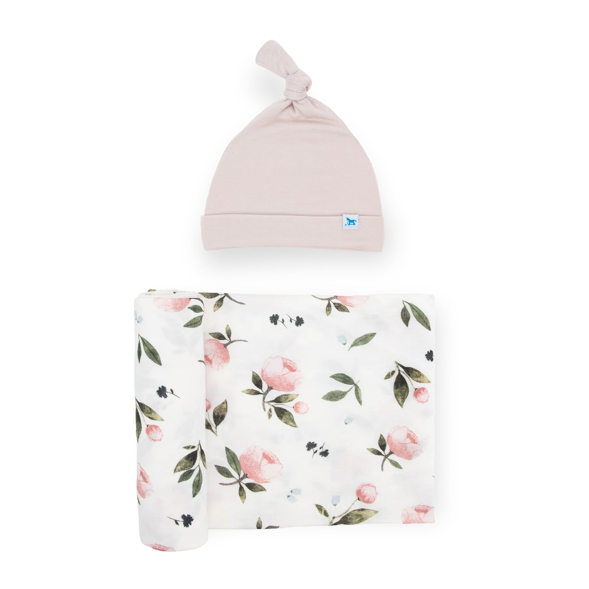 Stretch Knit Swaddle and Hat Set - Watercolor Rose | Little Unicorn