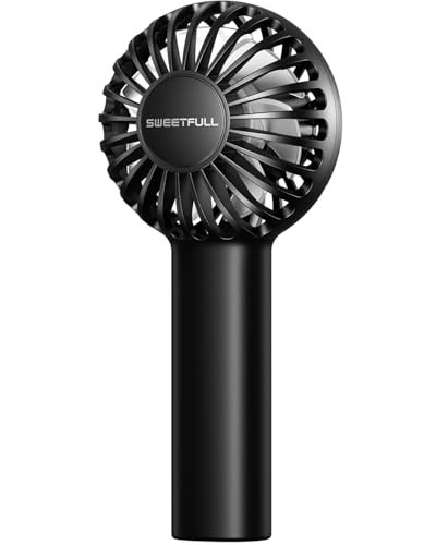 SWEETFULL Mini Portable Fan Powerful Handheld Fan Rechargeable,3 Speeds Personal Small Hand Fan for Travel Makeup Eyelash Fan for Stylish Kids Girls Women USB Cute Design Black | Amazon (US)