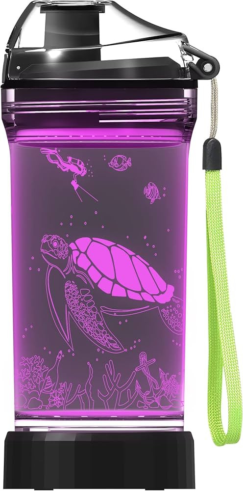 Lightzz Kids Water Bottle with 3D Glowing Turtle LED Light - Tritan BPA Free - Creative Ideal Tra... | Amazon (US)