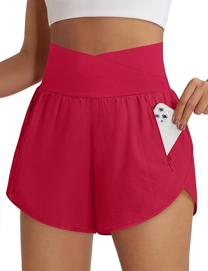 BMJL Women's Athletic Shorts High Waisted Running Short Pockets Gym Elastic Quick Dry Workout Sho... | Amazon (US)