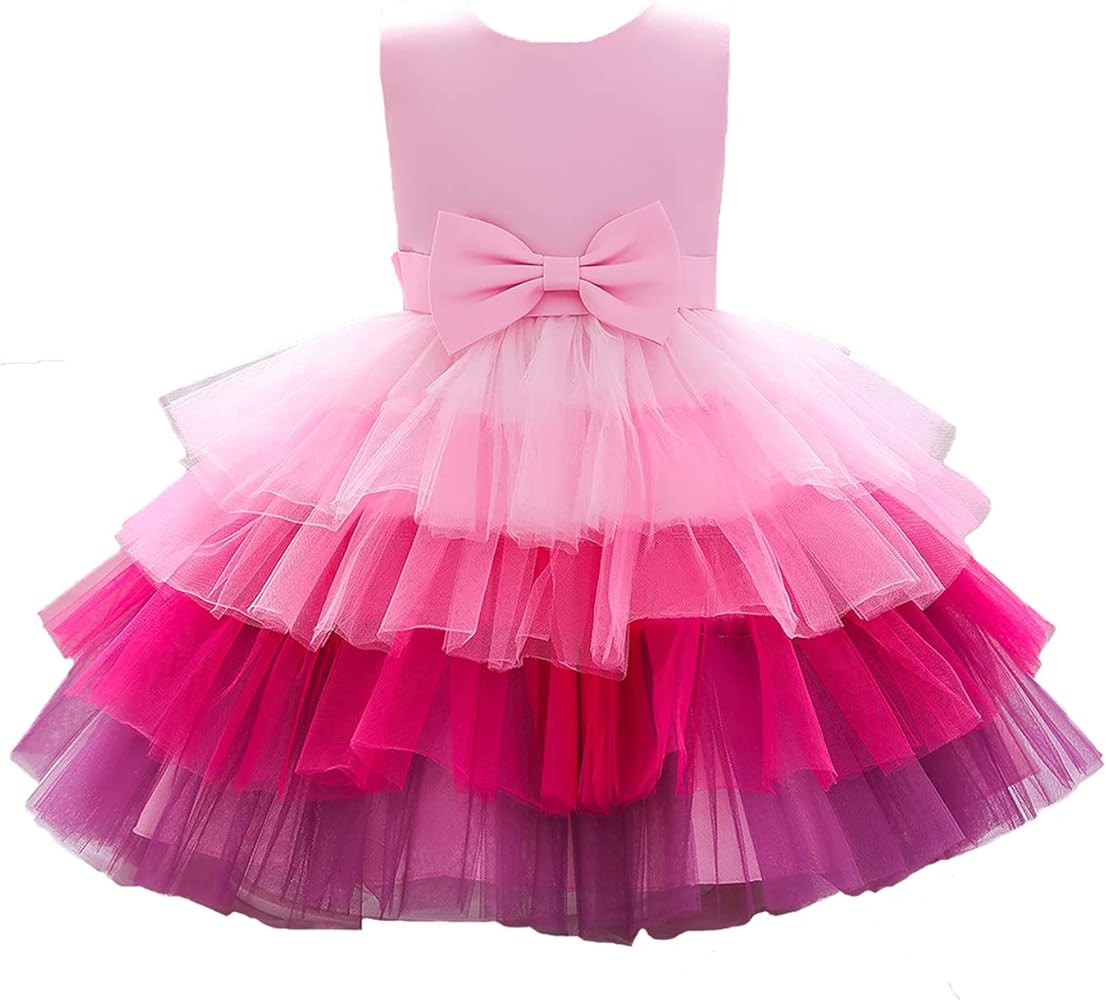 Flower Baby Girl Lace Dress Toddler Tulle Sleeveless Bow Princess Party Wedding Pageant Bridesmai... | Amazon (US)