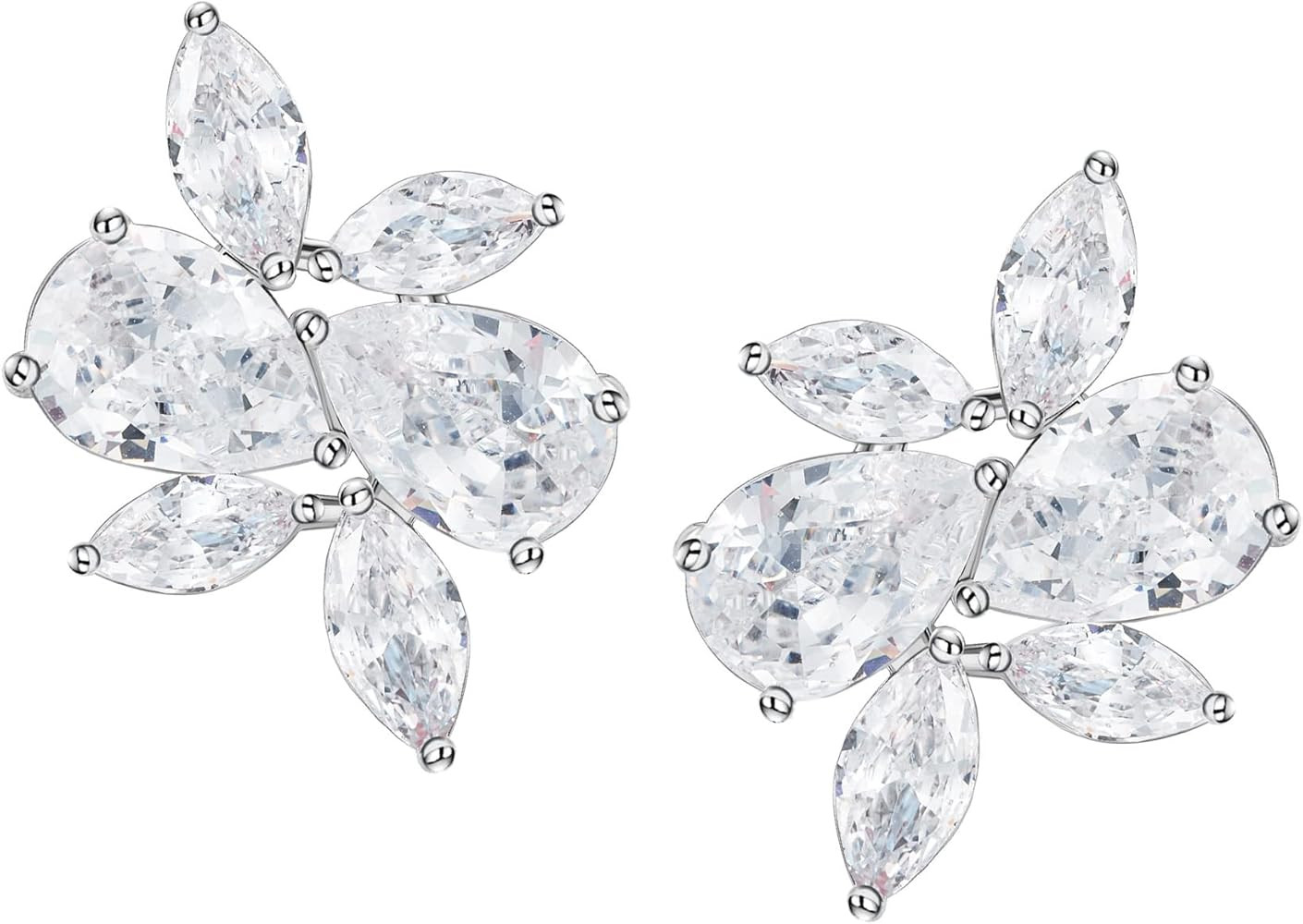 SWEETV Marquise Wedding Earrings for Brides, Bridesmaids, Cubic Zirconia Bridal Earrings, Rhinest... | Amazon (US)