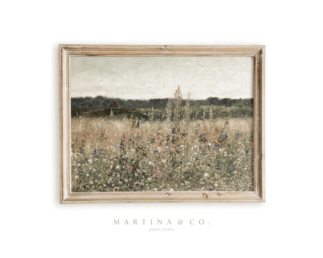 Wildflower Field  Vintage Painting  Digital PRINTABLE Wall - Etsy | Etsy (US)