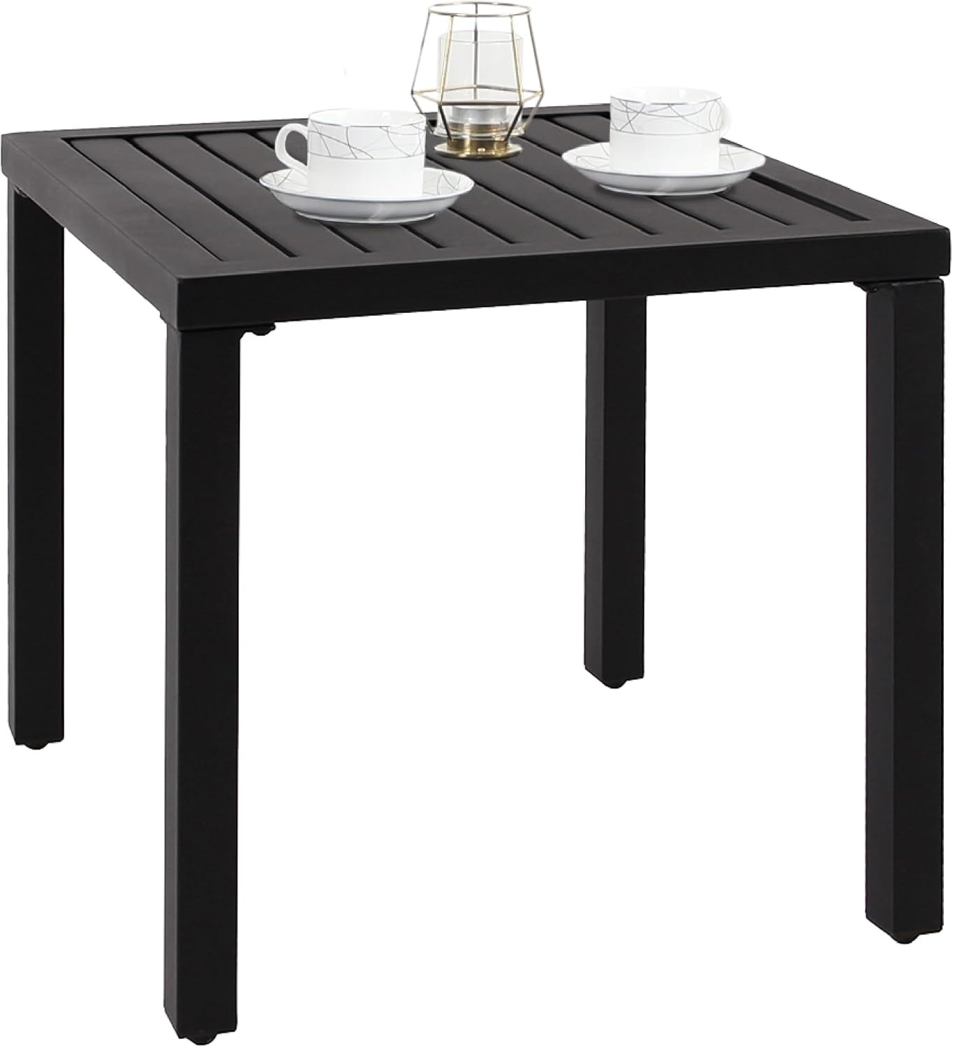 Amazon.com : PHI VILLA Indoor Outdoor Small Metal Square Side/End Table, Patio Coffee Bistro Tabl... | Amazon (US)
