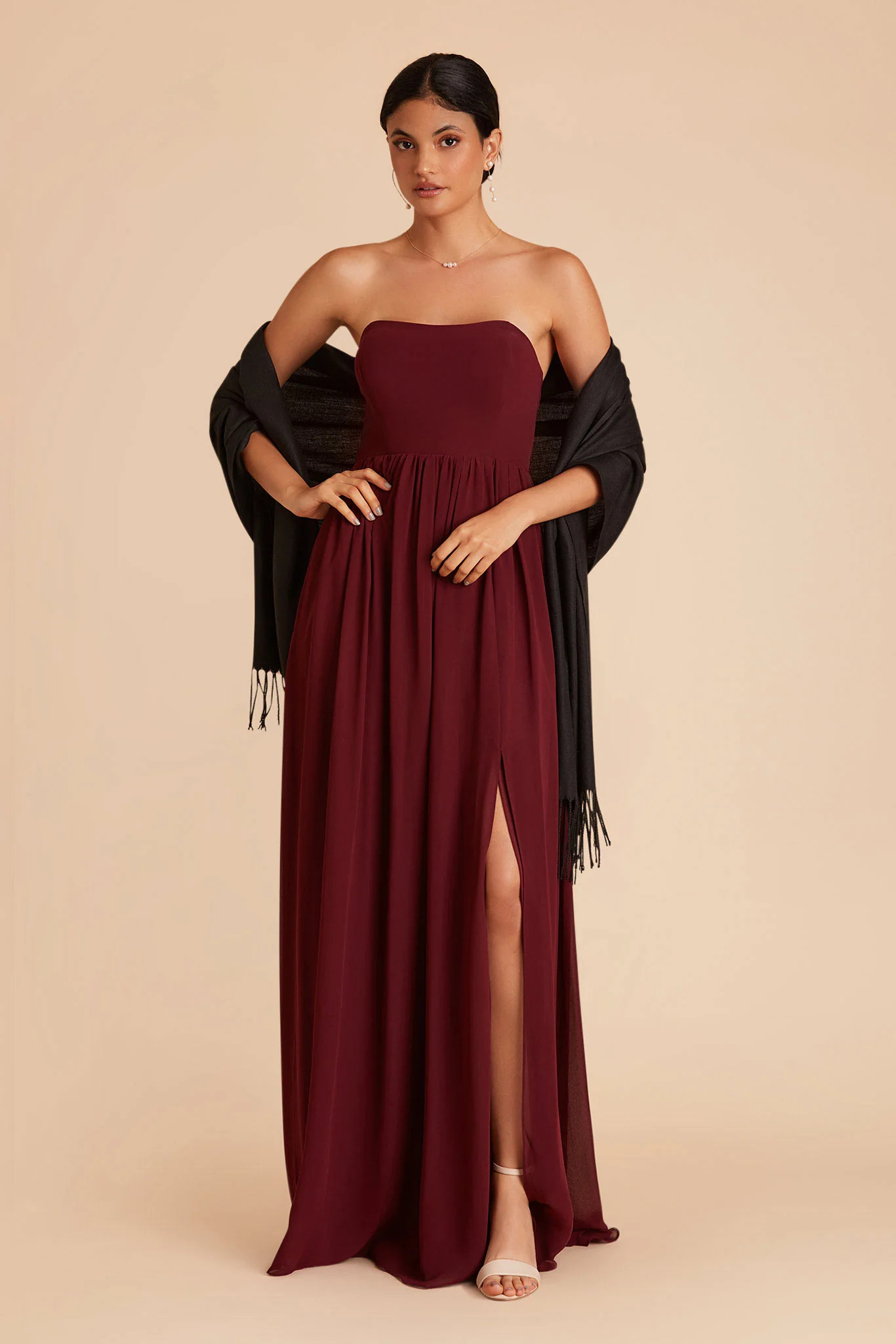 Shawl With Fringe - Black | Birdy Grey