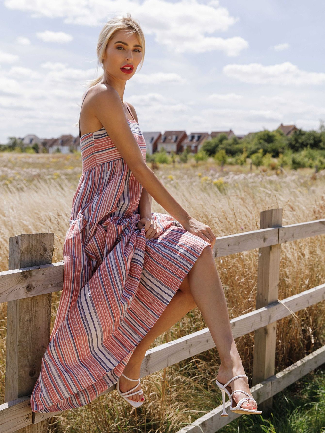 SHEIN Striped Print Cami Dress | SHEIN