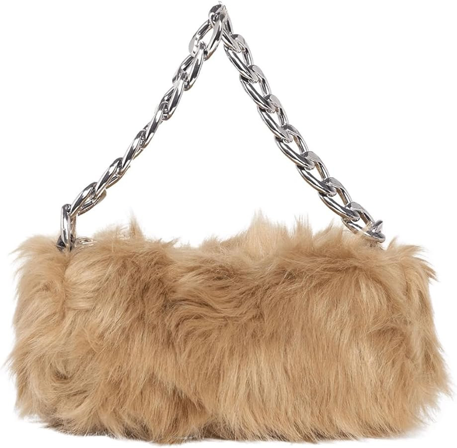 Verdusa Women's Fluffy Faux Fur Underarm Bags Fuzzy Shoulder Bag Plush Purse | Amazon (US)