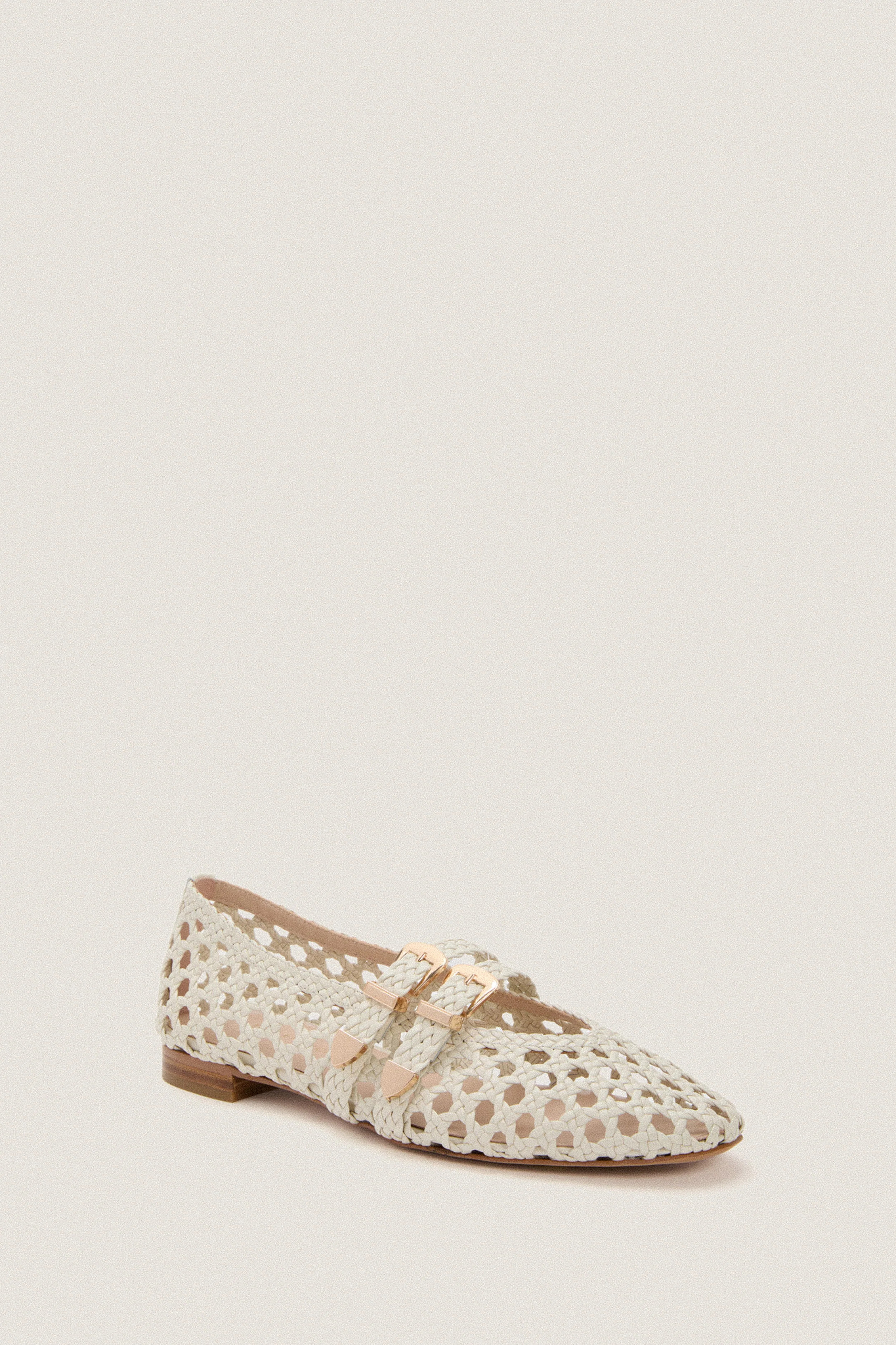 White Woven Buckle Nina Flats | Tuckernuck (US)