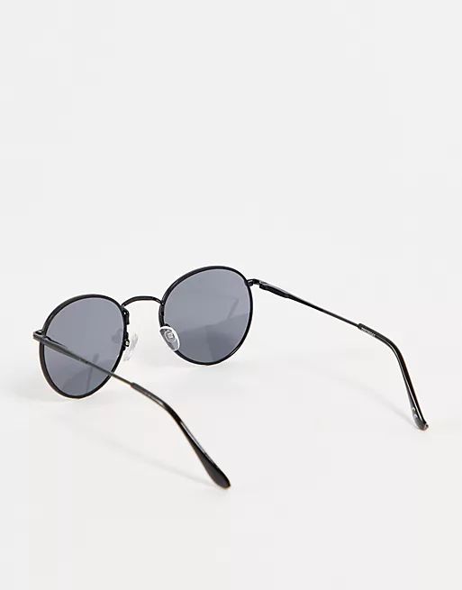 ASOS DESIGN round sunglasses in matte black with black lens | ASOS (Global)