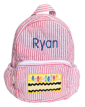 Crayon Pocket Red Seersucker Backpack | Smockingbird Kids