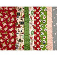 Christmas Bundle Of 8 Fat Quarters, Houses, Trucks, Trees, Poinsettias, Snowballs & Snowmen Fabrics 100% Cotton For All Sewing Projects | Etsy (US)