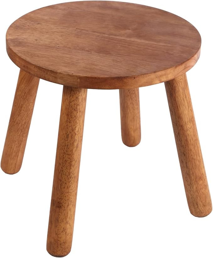 Round Solid Wooden Step Stool， Garden Stool，11.8''H,Plant Stool ，Wood Legs Detachable for P... | Amazon (US)
